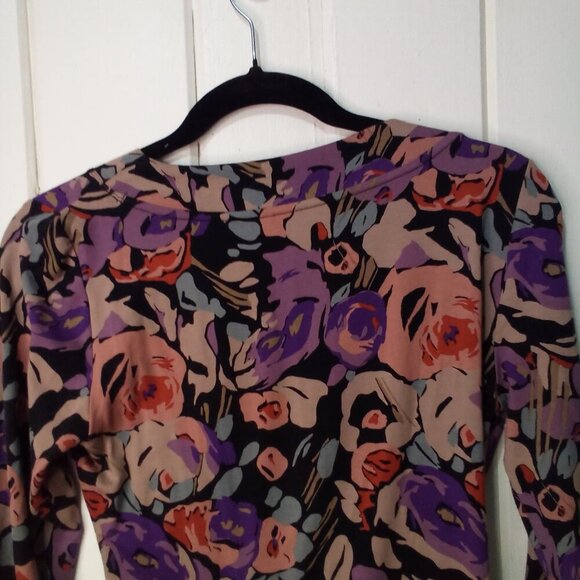Lauren Ralph Lauren Blouse Women S Crossover 3/4 Sleeve Pattern Colorful - Picture 14 of 16